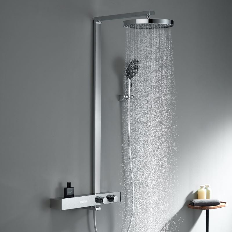 LEEGO BATHROOM SHOWER SYSTEM Thermostatic Shower LED digital display Wall-mounted handheld showerhead and overhead showerhead