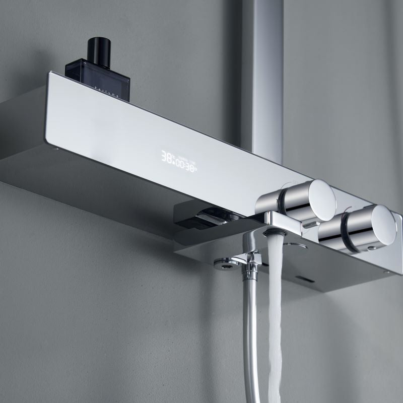 LEEGO BATHROOM SHOWER SYSTEM Thermostatic Shower LED digital display Wall-mounted handheld showerhead and overhead showerhead