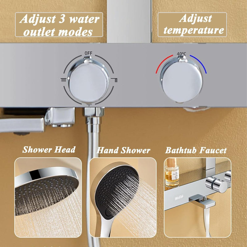 LEEGO BATHROOM SHOWER SYSTEM Thermostatic Shower LED digital display Wall-mounted handheld showerhead and overhead showerhead