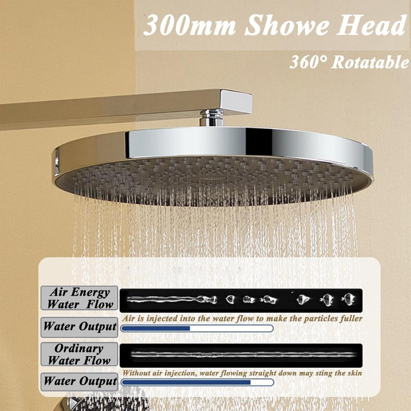 LEEGO BATHROOM SHOWER SYSTEM Thermostatic Shower LED digital display Wall-mounted handheld showerhead and overhead showerhead