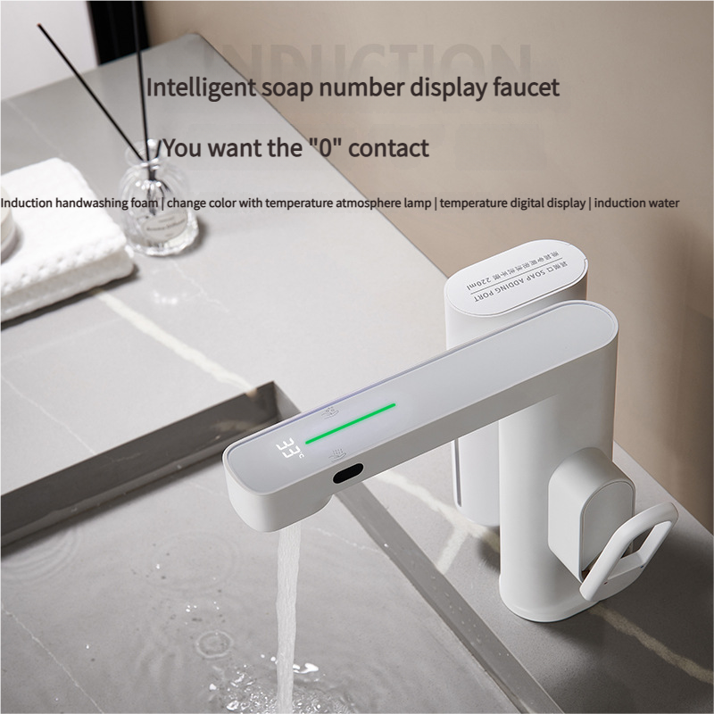 LEEGO BATHROOM FAUCET Touchless tap LED Digital display with soap dish