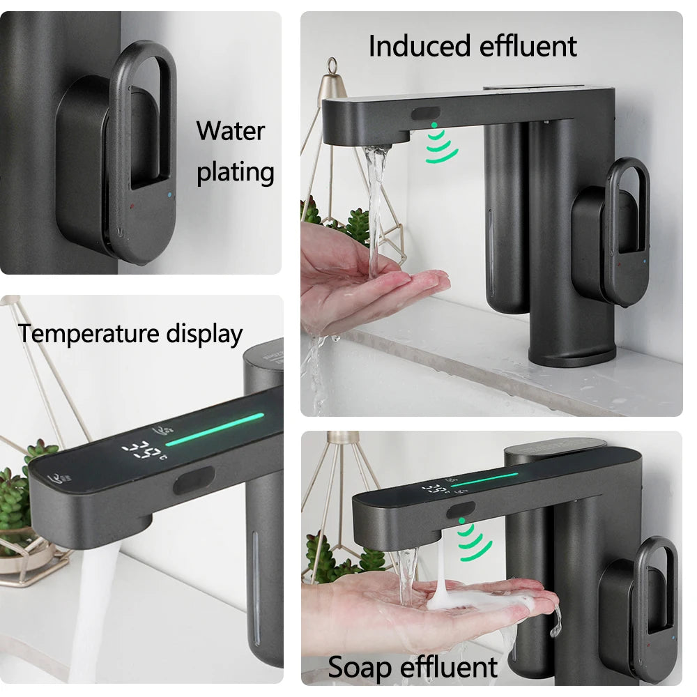 LEEGO BATHROOM FAUCET Touchless tap LED Digital display with soap dish