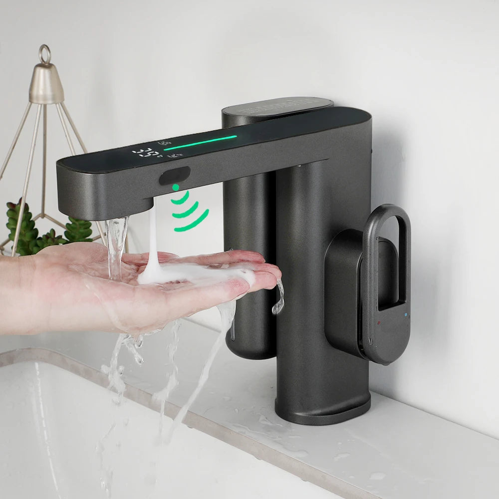 LEEGO BATHROOM FAUCET Touchless tap LED Digital display with soap dish