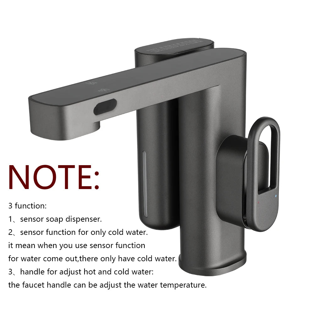 LEEGO BATHROOM FAUCET Touchless tap LED Digital display with soap dish