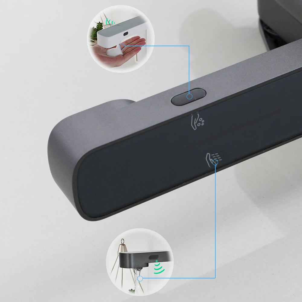 LEEGO BATHROOM FAUCET Touchless tap LED Digital display with soap dish