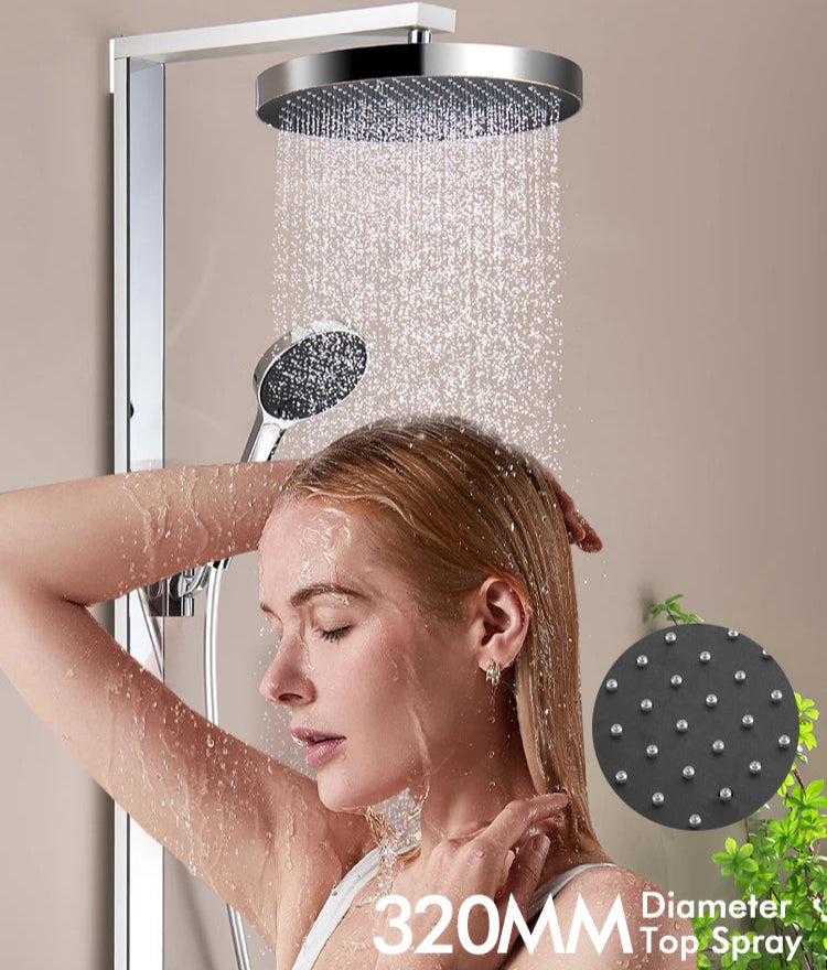 LEEGO BATHROOM SHOWER SYSTEM Waterfall-style water discharge Hot and Cold Water Control Large Top Sprayer
