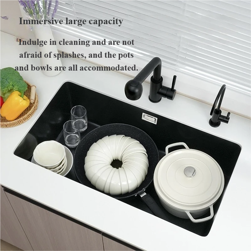 Large square quartz sink for modern domestic kitchens