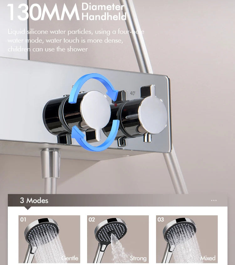 LEEGO BATHROOM SHOWER SYSTEM Waterfall-style water discharge Hot and Cold Water Control Large Top Sprayer