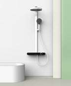 Wall-mounted LEEGO shower system within the luxury bathroom suite